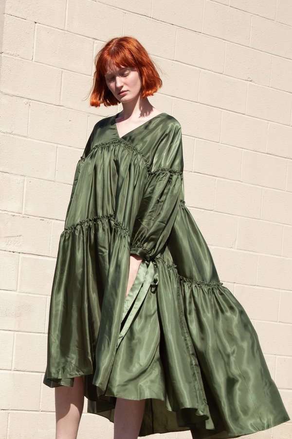 Rejina Pyo Sara Cupro Dress - Khaki Green | Garmentory