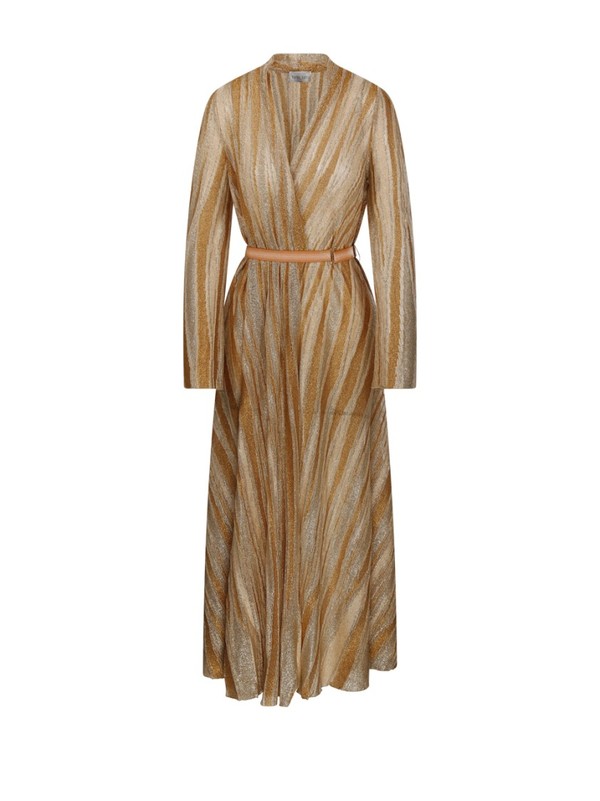 Forte Forte Belted Crossed Dress - Gold | Garmentory