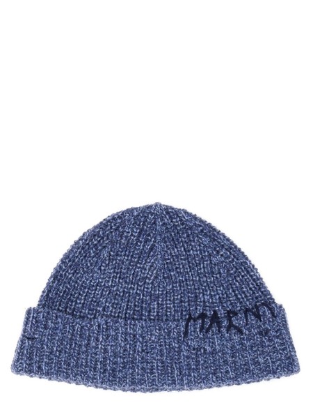 【関税＆送料込み】Beanie Hat With \"Marni Mending\" Embroide Pink Shetland wool beanie with Marni Mending | Marni