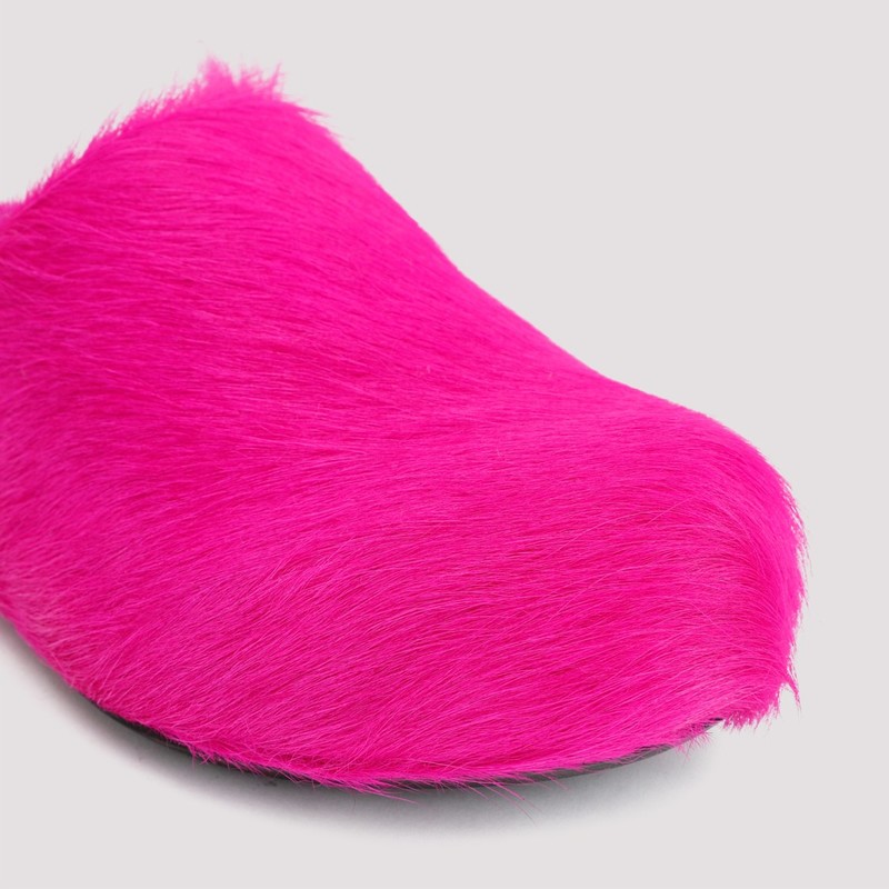 Marni Fuchsia Calf Hair Fussbett Mules - Fuchsia | Garmentory