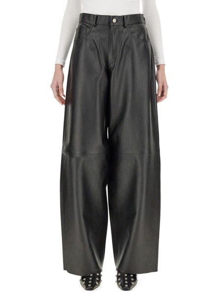 デニム・ジーパン Haikure Wide-Fit Black Organza Overlay Pants Haikure Wide-fit Black Organza Overlay Pants In Grey | ModeSens