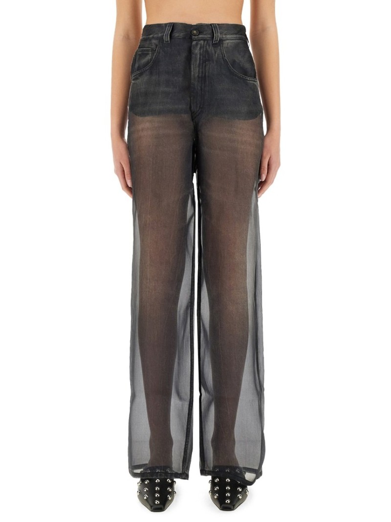 デニム・ジーパン Haikure Wide-Fit Black Organza Overlay Pants Haikure Wide-Fit Organza Overlay Pants - Black | Garmentory