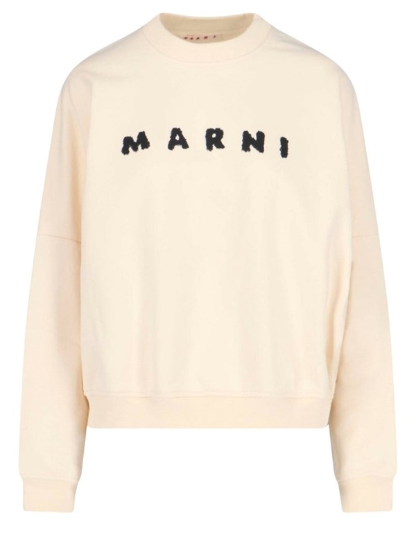 ★MARNI★ Logo Cotton Sweatshirt Natural White FLJE0185P5USC Marni Flower Printed Cotton Hoodie - Natural White | Garmentory