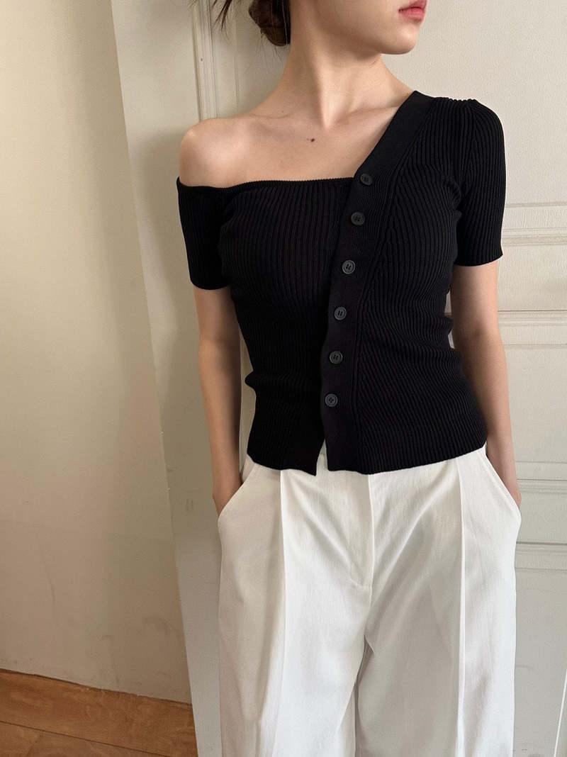 The NKC Store Black Knit Button Top The NKC Store Black Knit Button Top