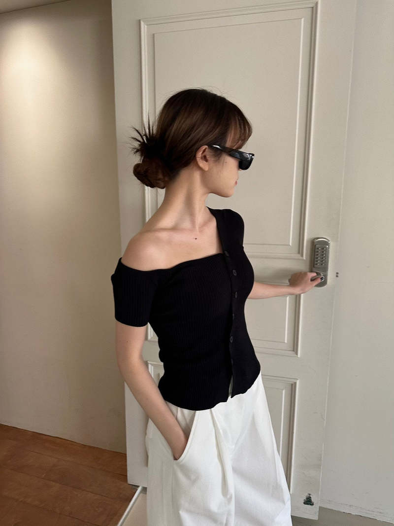 The NKC Store Black Knit Button Top The NKC Store Black Knit Button Top