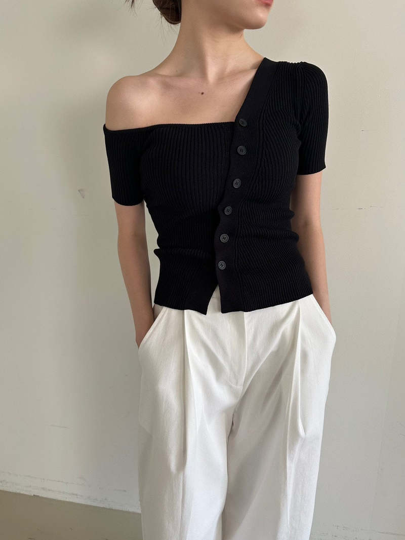 The NKC Store Black Knit Button Top The NKC Store Black Knit Button Top