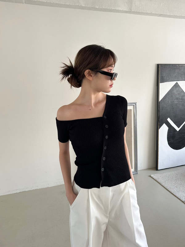 The NKC Store Black Knit Button Top The NKC Store Black Knit Button Top