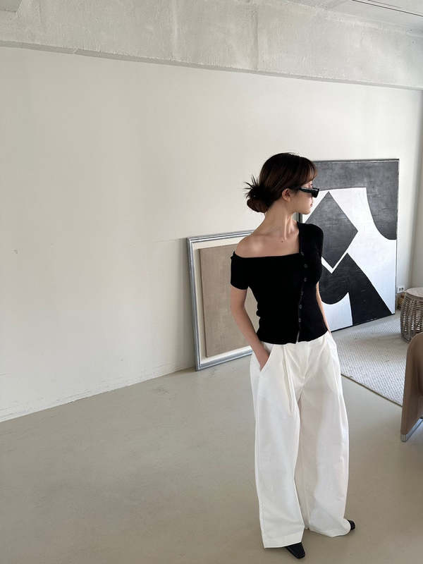 The NKC Store Black Knit Button Top The NKC Store Black Knit Button Top