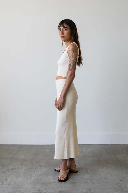 Open YY Shaggy Fur Track Skirt - Cream | Garmentory