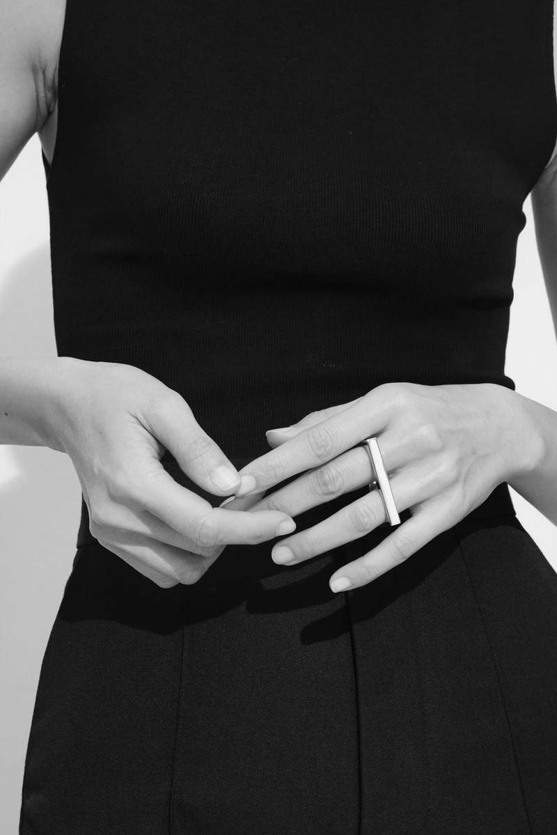 Tom Wood Silver Square Double Ring | Garmentory