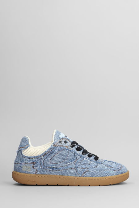 【関税＆送料込み】Ganni Light Blue Cotton Sneakers Blue denim panelled sneakers Ganni - women - GANNI