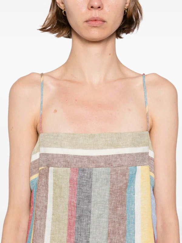 Staud Laura Linen Dress - Market Stripe | Garmentory Staud Laura Linen Dress - Market Stripe | Garmentory