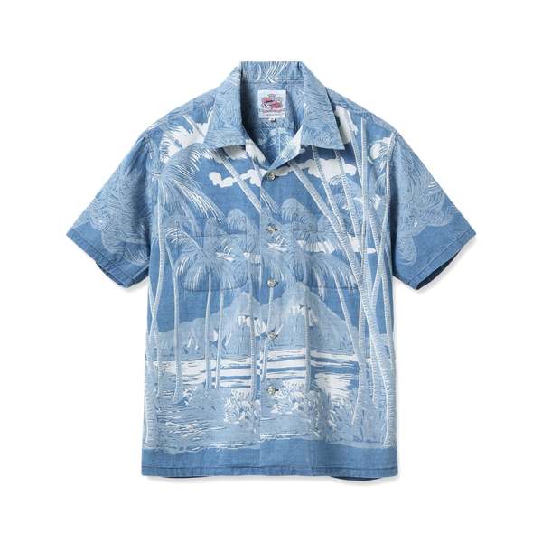 SUN SURF Duke Kahanamoku Indigo Cotton Hawaiian Shirt | Garmentory