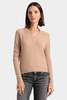 Minnie Rose Frayed Edge Cropped V-Neck Sweater - Thumbnail 1