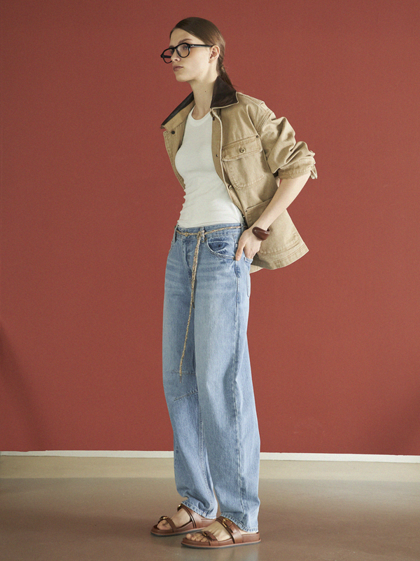 Maison De Ines (Belt-Set) Curved Baggy Jeans - Blue