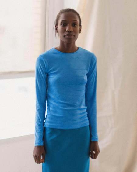 Baserange Gerrymandered Long Sleeve Top - Amhar Blue