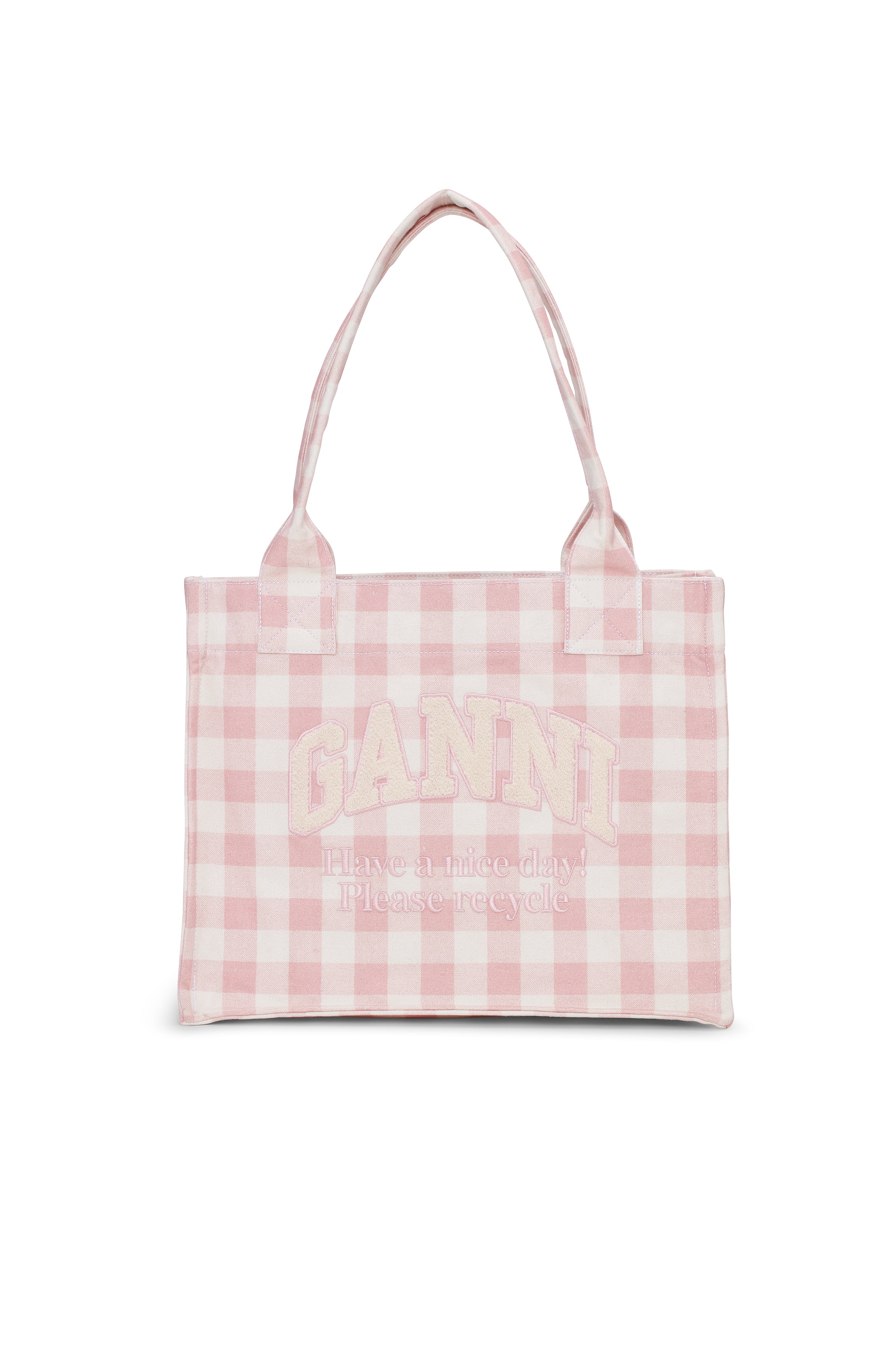 国内発送☆GANNI☆LARGE EASY SHOPPER VICHY / BLEACHED MAUVE Bleached Mauve Large Vichy Check Tote | GANNI US