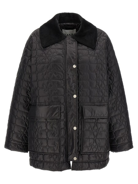 Ganni Ripstop Quilt Frill Edge Jacket - Oak | Garmentory