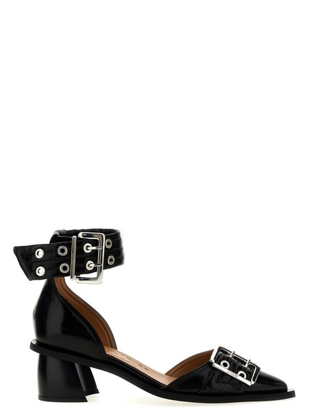 Ganni Chunky Buckle Open Cut Pump Naplack - Black | Garmentory