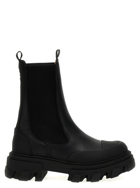 【GANNI】サイドゴア Ankle boots Black GANNI + NET SUSTAIN paneled recycled-leather Chelsea boots