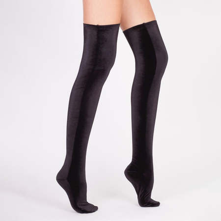 Simone Wild Over the Knee Velvet Socks - Nut | Garmentory