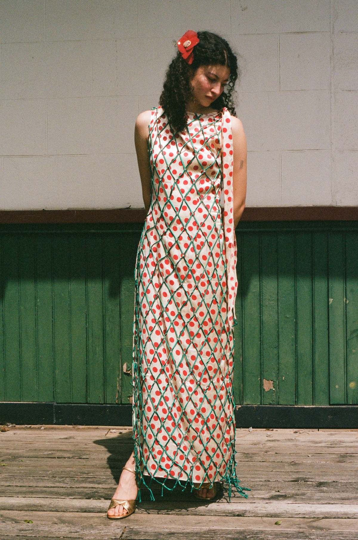 TIGRA TIGRA Block Printed Sarong Dress with Netting | Garmentory