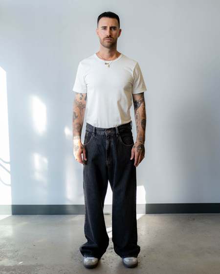 RF JEANS コーデュロイ　ENGINEERED GARMENTS ENGINEERED GARMENTS RF JEANS BLACK COTTON DISTRESSED PRINT