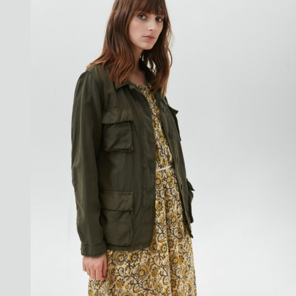 Hartford Military Green Cotton/Linen Jacket Garmentory