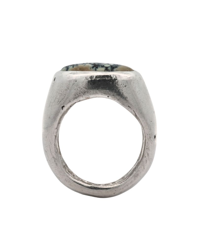 Siri Hansdotter TUVA Dome Ring - Sterling Silver + New Lander Turquoise Ring