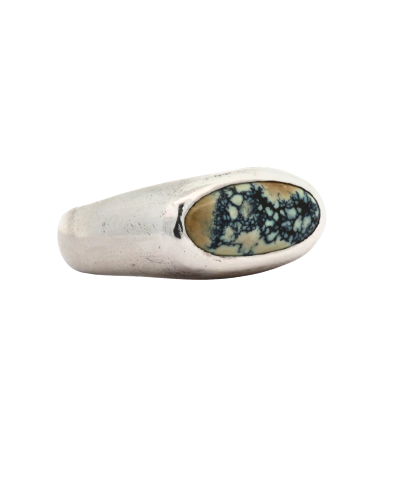 Siri Hansdotter TUVA Dome Ring - Sterling Silver + New Lander Turquoise Ring