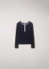 DUNST Rib-Knit Henley - Black - Thumbnail 1