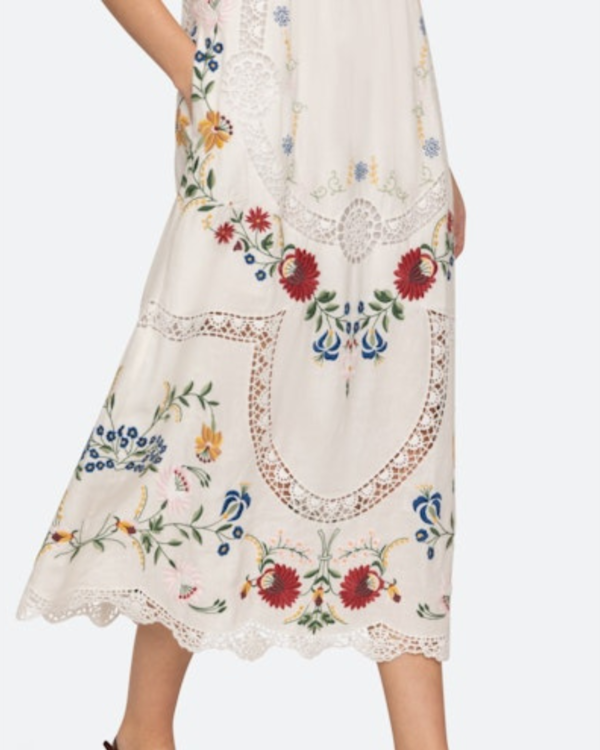 Sea NY Celia Embroidery Tank Midi Dress - Cream | Garmentory