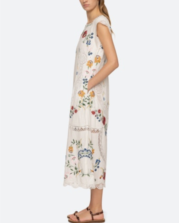 Sea NY Celia Embroidery Tank Midi Dress - Cream | Garmentory Sea NY Celia Embroidery Tank Midi Dress - Cream | Garmentory