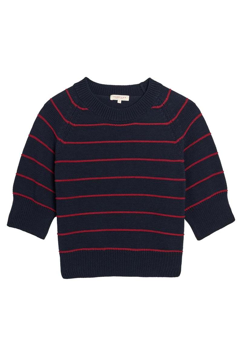 DEMYLEE Milliana Stripe Cotton Top - Navy/Aubergine