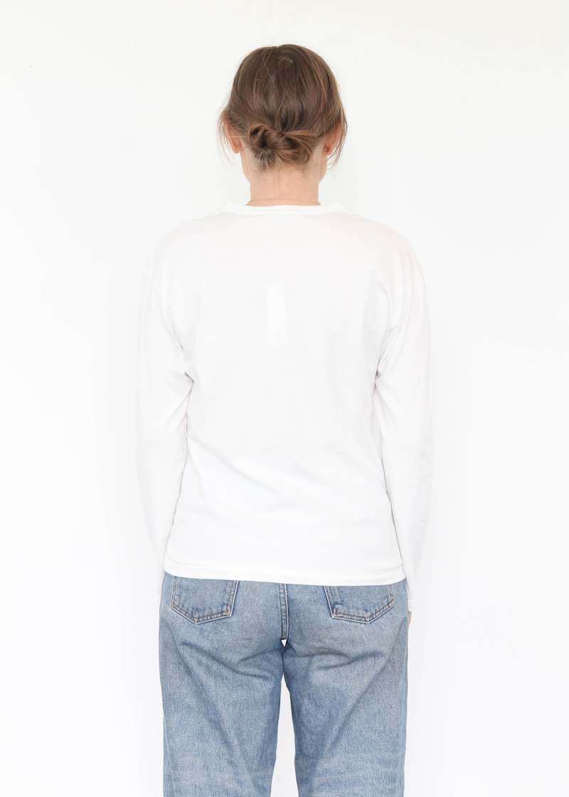 Black Crane Long Sleeve Tee - White