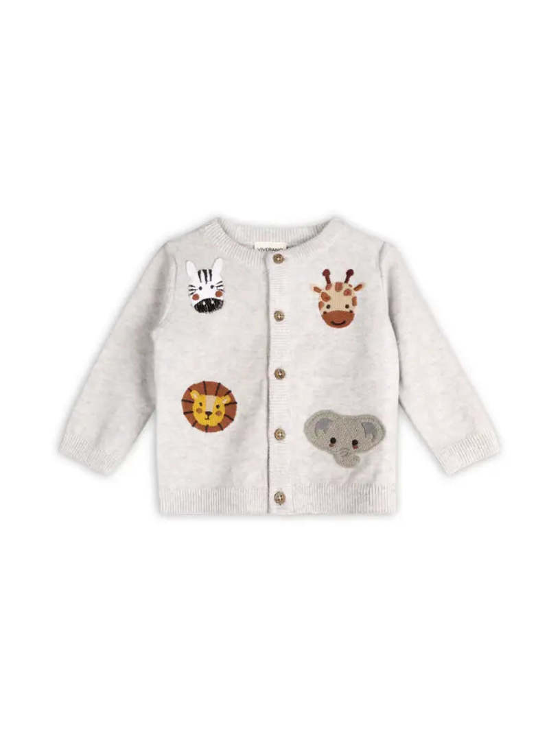 Viverano Organics Animal Friends Embroidered Baby Cardigan Viverano Organics Animal Friends Embroidered Baby Cardigan