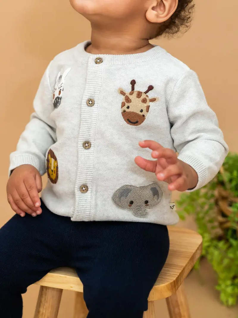 Viverano Organics Animal Friends Embroidered Baby Cardigan Viverano Organics Animal Friends Embroidered Baby Cardigan