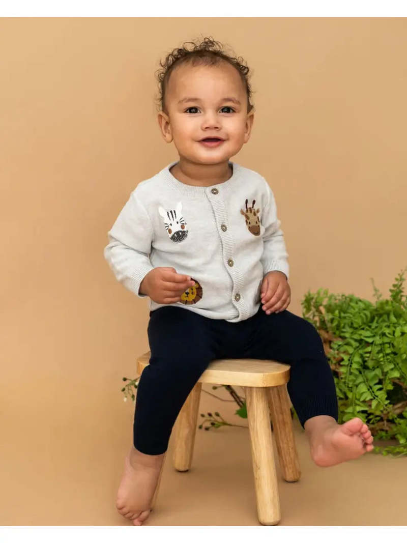 Viverano Organics Animal Friends Embroidered Baby Cardigan Viverano Organics Animal Friends Embroidered Baby Cardigan