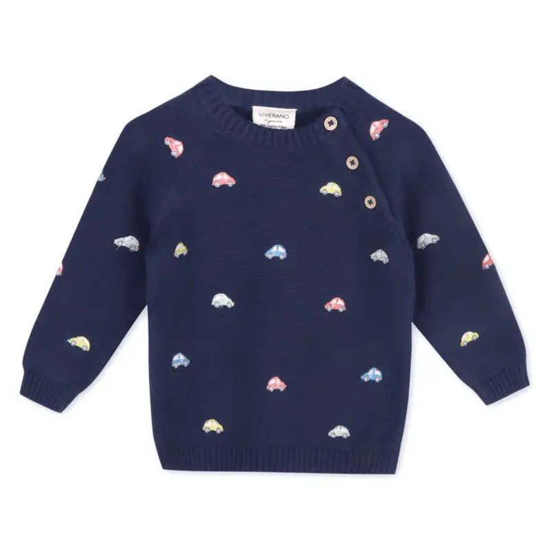 Viverano Organics Embroidered Baby Button Cardigan Cardigan