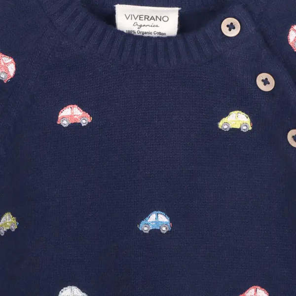Viverano Organics Embroidered Baby Button Cardigan Cardigan