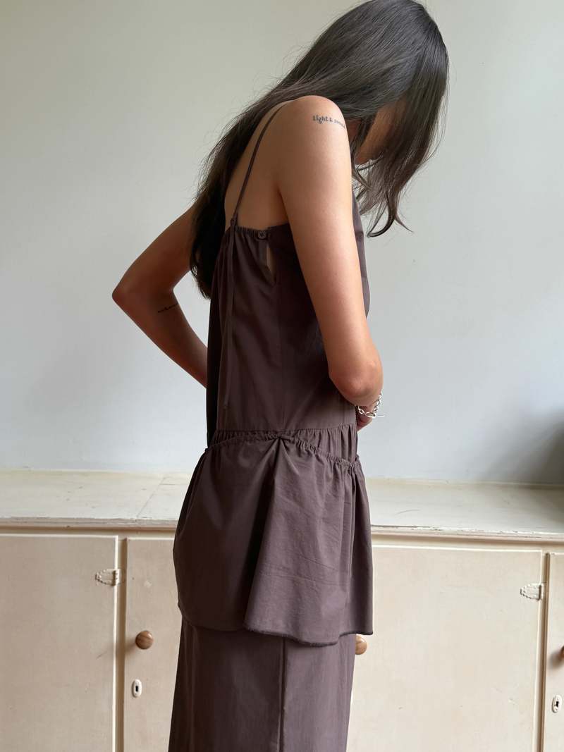 Deiji Studios Peplum Dress - Chocolate