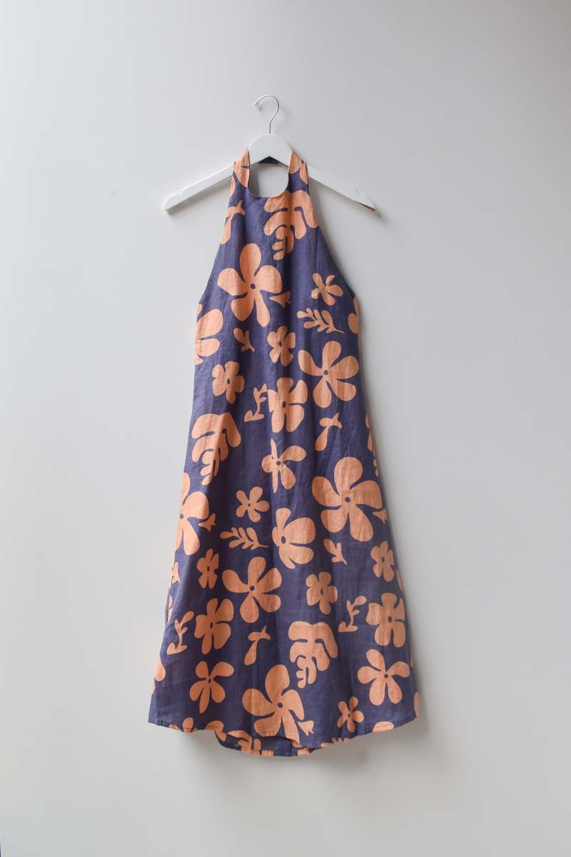 at Dawn. Flower Halter Mid Dress