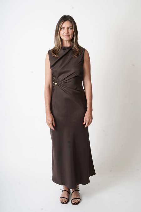 ワンピース Loulou Studio DRESS (ROAN BROWN) Loulou Studio Rayna Backless Dress - Wood | Misch Vancouver