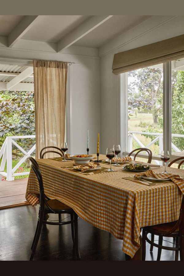 Mosey Me Seersucker Tablecloth - Mango