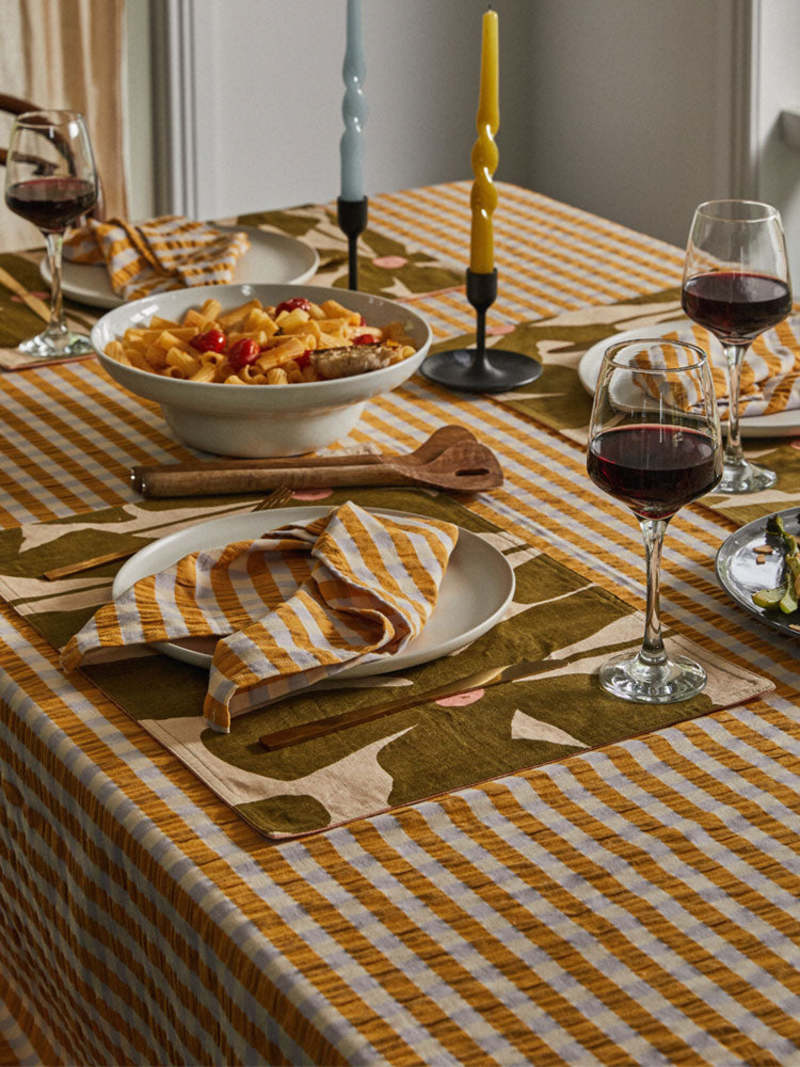 Mosey Me Seersucker Tablecloth - Mango