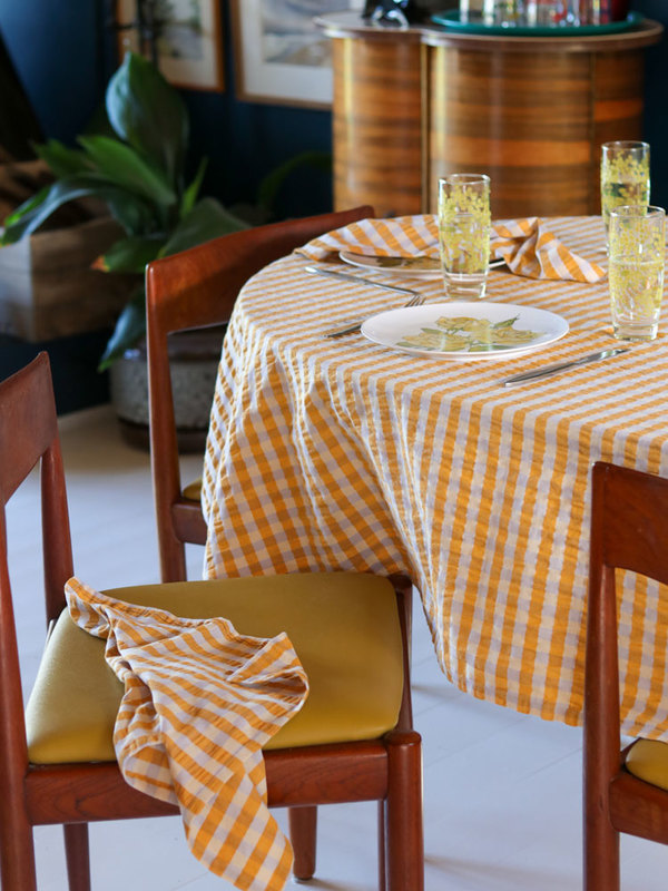 Mosey Me Seersucker Tablecloth - Mango