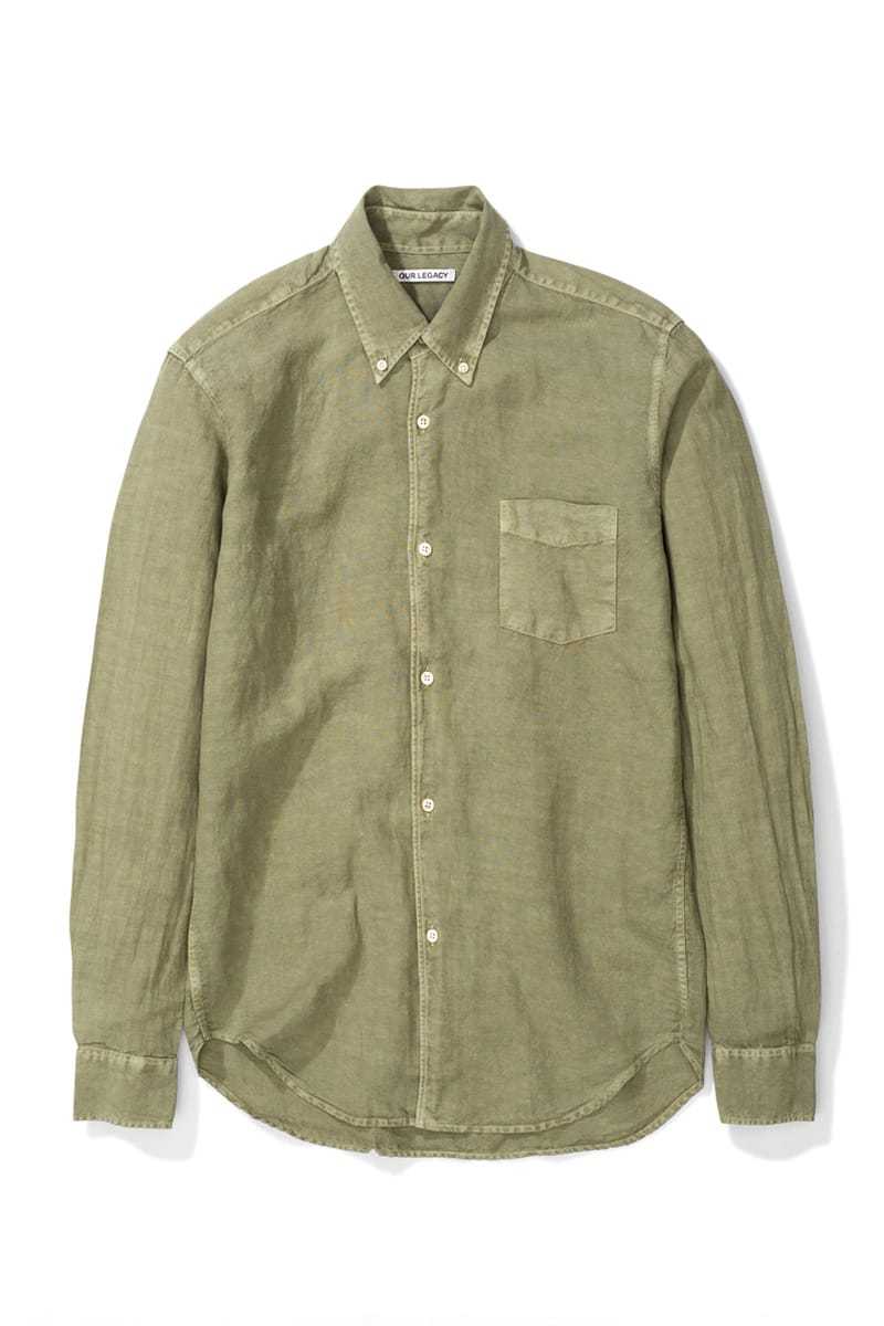 Our Legacy 1950 Cotton Linen Shirt - Olive | Garmentory