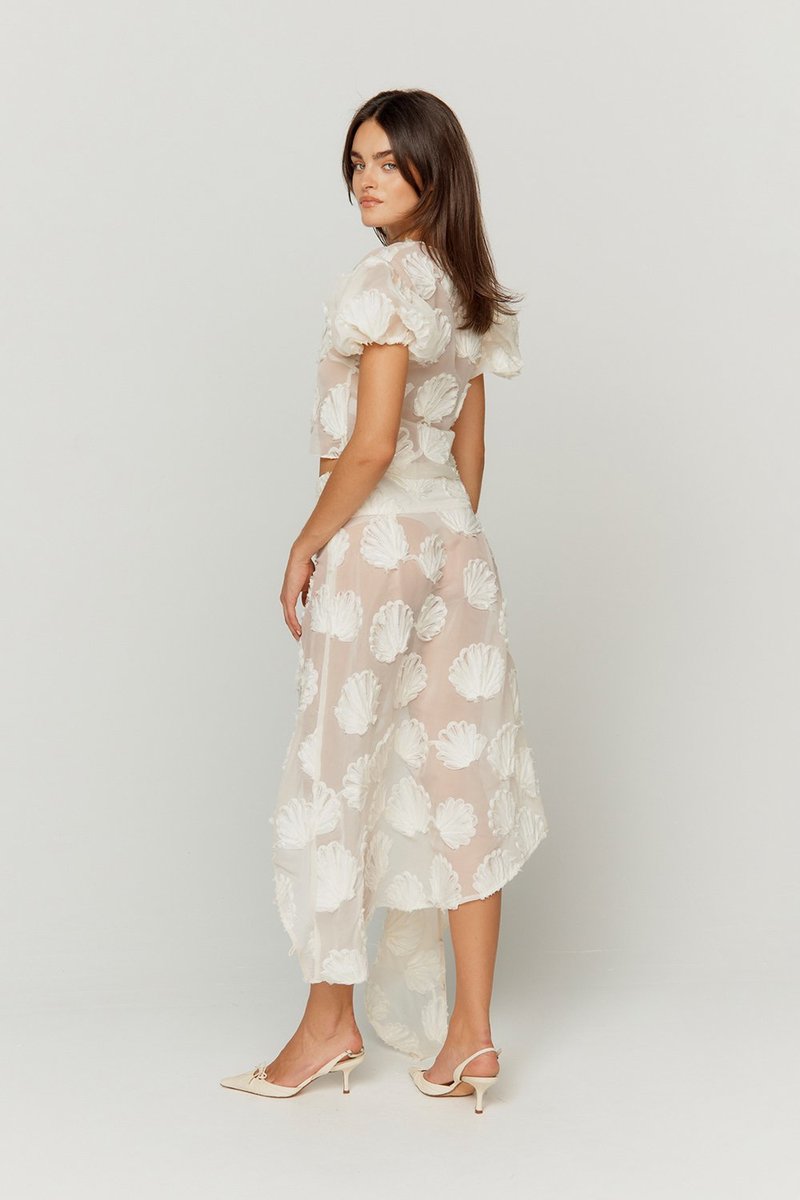 House of Sunny Scattered Shells Applique Blouse - Marble