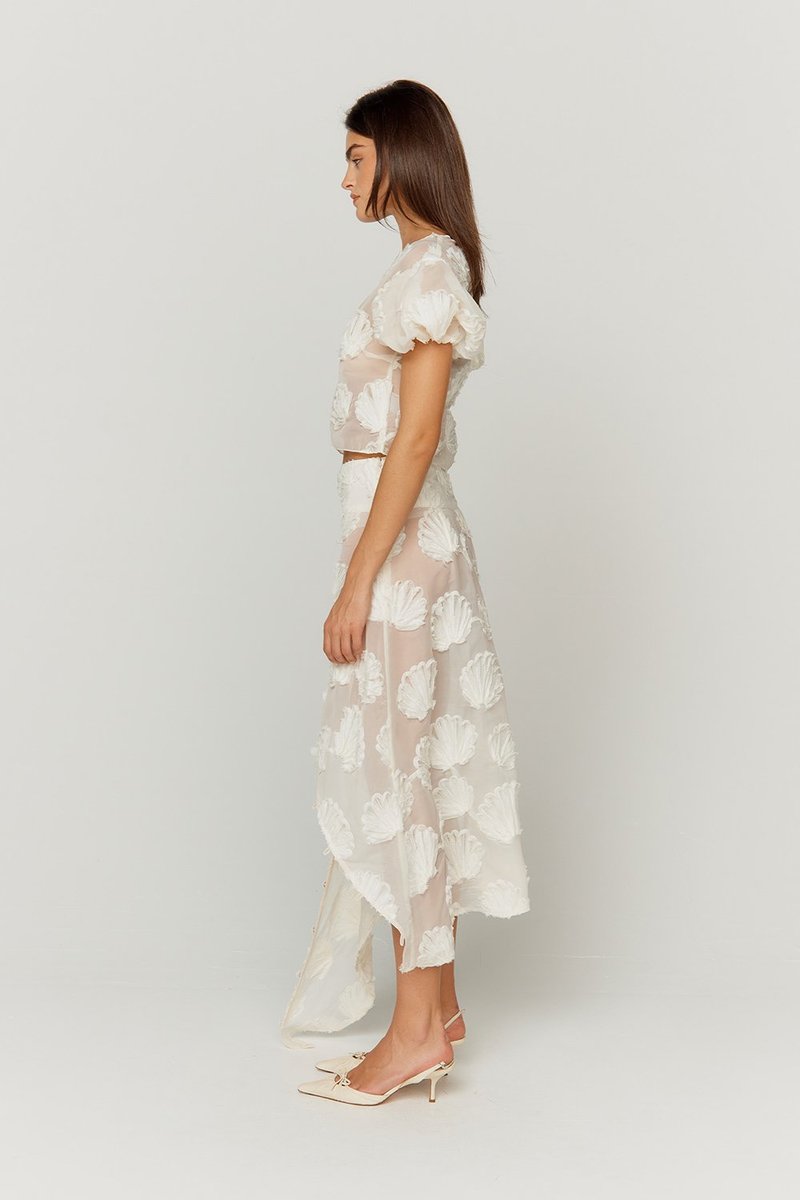 House of Sunny Scattered Shells Applique Blouse - Marble