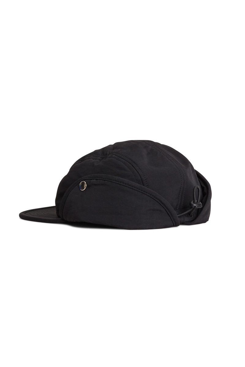 Norse Projects 6 Panel Ear Flap Nylon Cap - Black | Garmentory